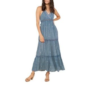 NEW Raga Anthropologie Embroidered Maxi Halter Dress Size Small